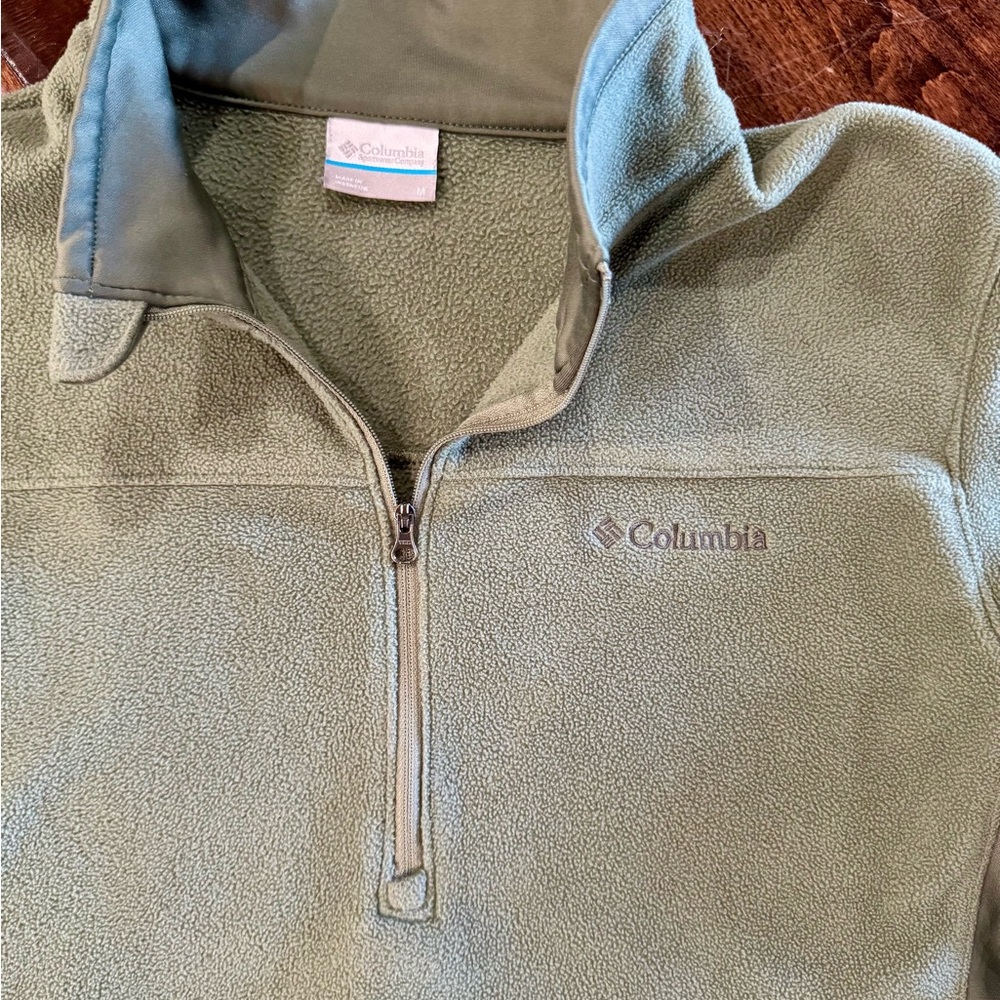 Columbia Size M Men's Olive Zip-Up Sweatshirt Softshell Fleece - Picture 3 of 6